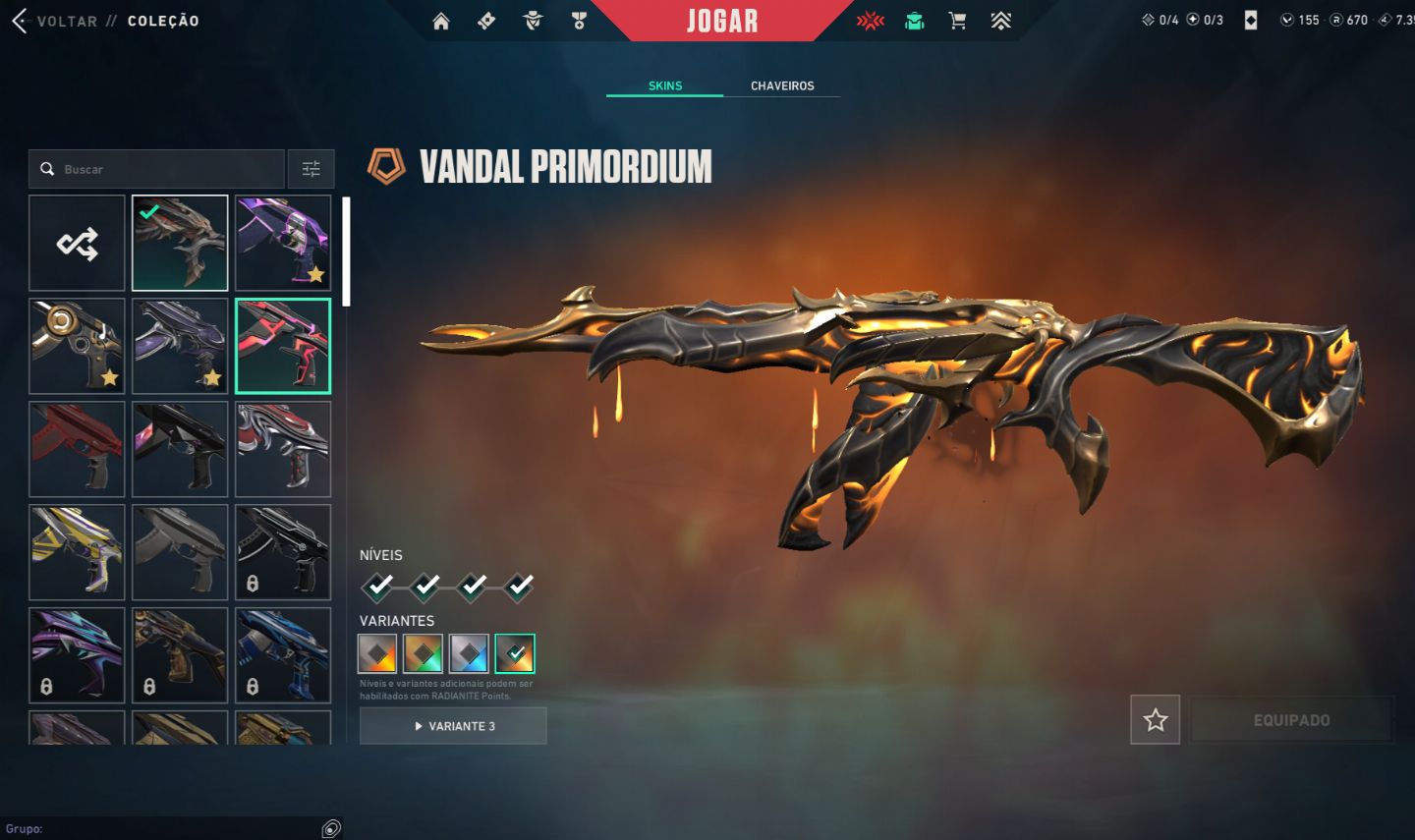 Conta de Valorant (Dono único) | Nível 301 | Peak Asc 2 | Full Acesso com Skins