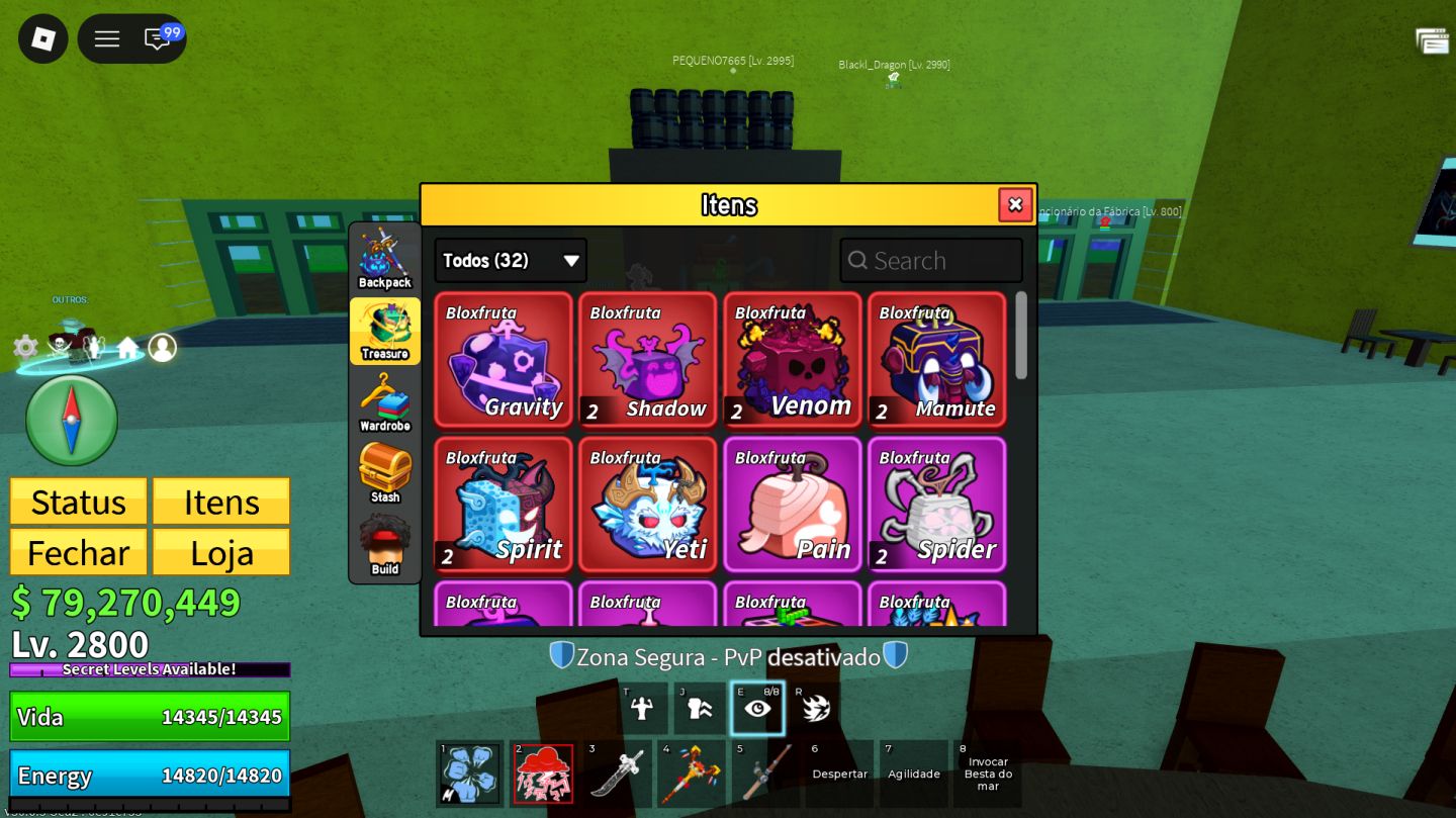 Conta main blox fruits com game pass, perms, crew top 12 global(participante)