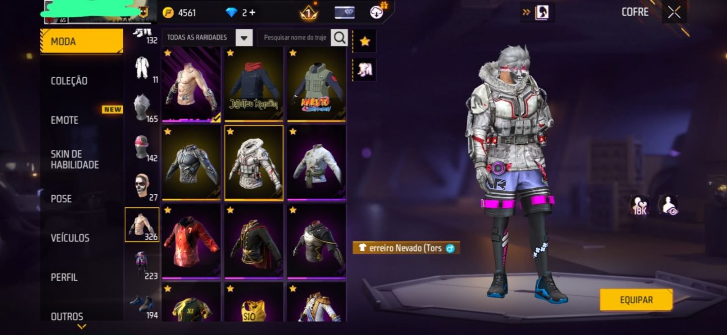 CONTA DE FREEFIRE COM PASSE DO JAGUAR!!(Leia a descrição)