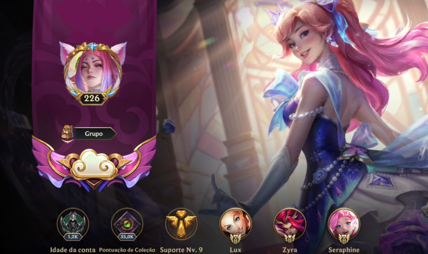 CONTA WILD RIFT COM SKIN PRESTÍGIO E CROMAS MÍTICOS + 180 SKIN TOTAIS
