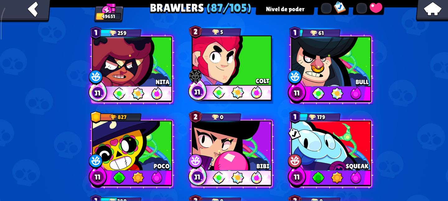 CONTA BRAWL STARS COM 49K DE TROFÉUS, 87 BRAWLERS , 16 LVL 11