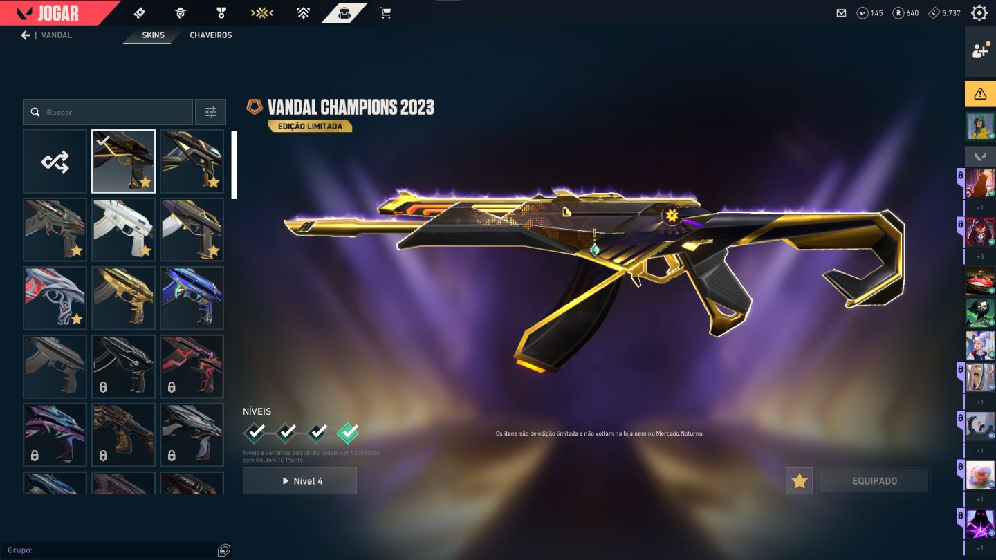 Conta Valorant Dima com faca, phantom e vandal Champions 2023, 2024 e 2025