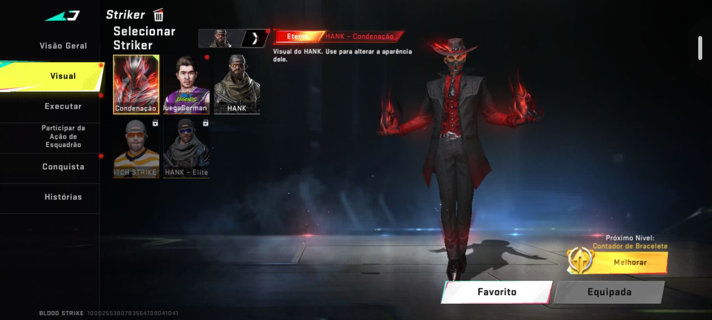Conta blood strike com 3 facas 3 eternas e vários personagens, olhe a descrição