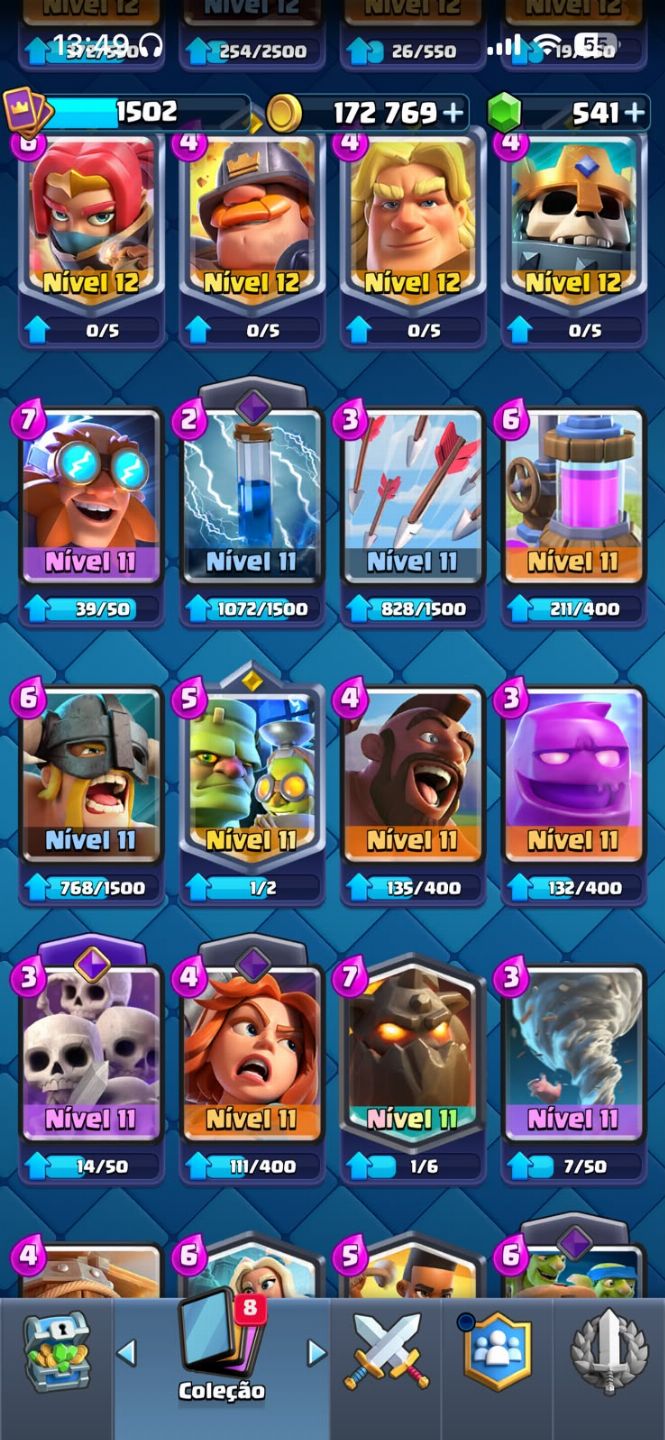 Conta de Clash royale com muitas cartas upadas e EVOS