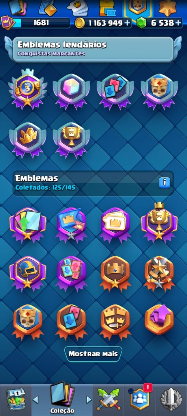 Super desconto 50% - CONTA CLASH ROYALE 1705 nivel de coleção