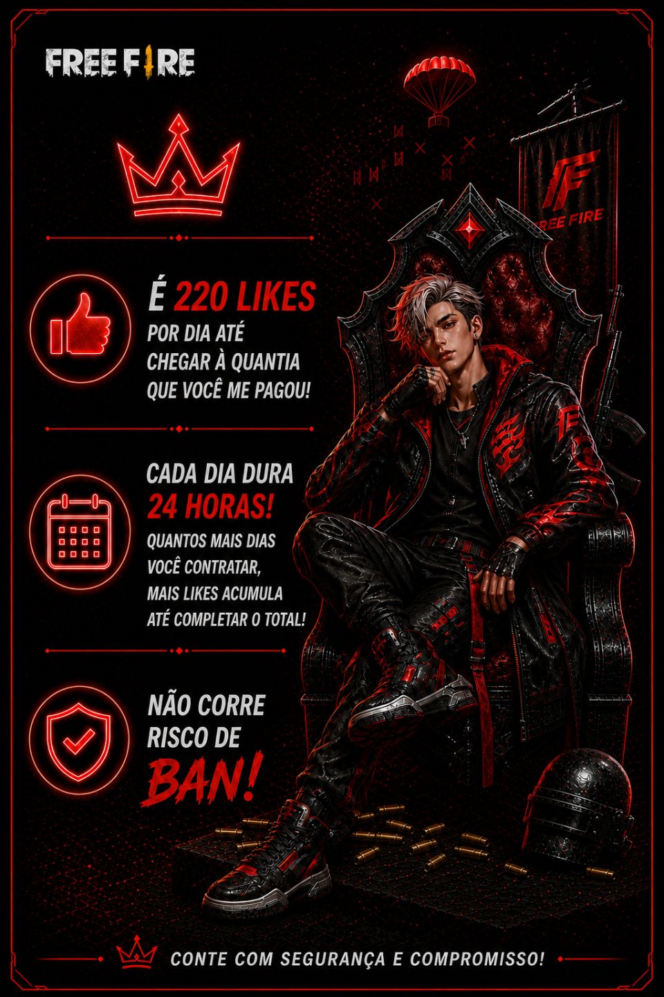 [ MAIS BARATO ] LIKES PARA FREE FIRE VIA ID LIKE CURTIDAS [ ENTREGA RÁPIDA ]
