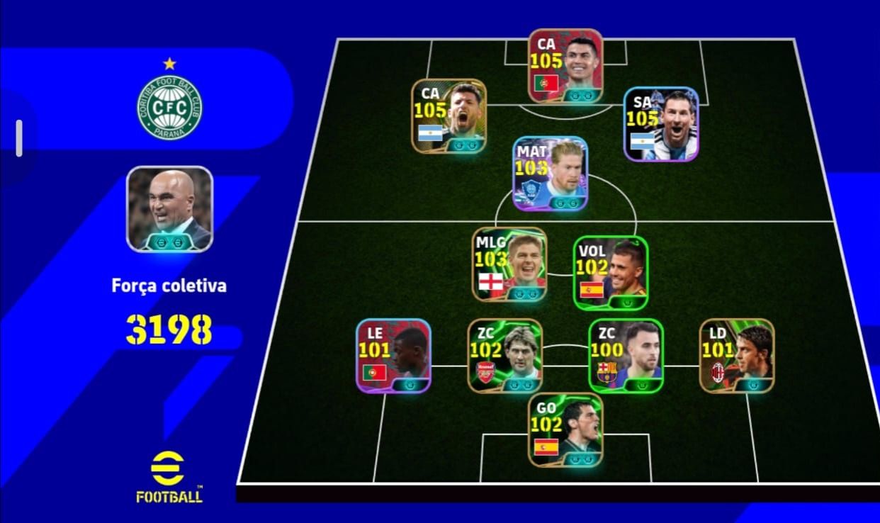 CONTA DE EFOOTBALL!!! 3198 DE FORÇA.