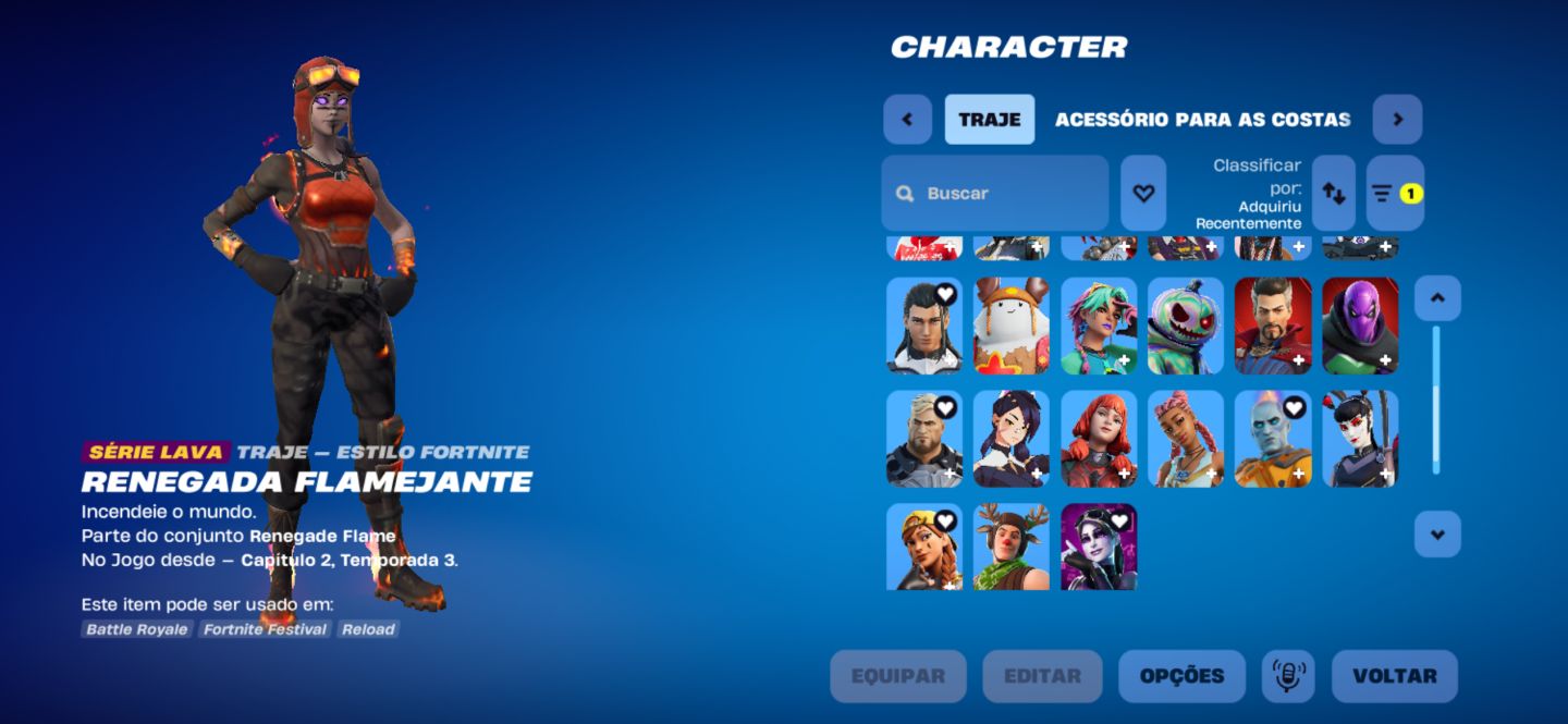 CONTA FORTNITE RENEGADE FLAMEJANTE /// 33 SKINS /// PACOTÃO DO GELO