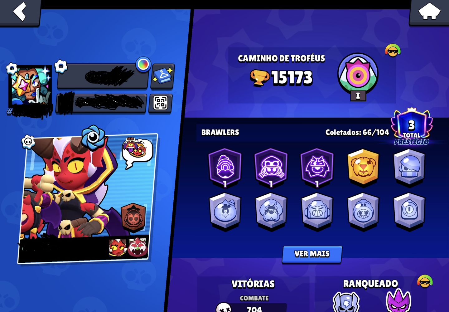 CONTA BRAWL STARS COM PASSE DA TEMPORADA 5 15K 65 SKINS