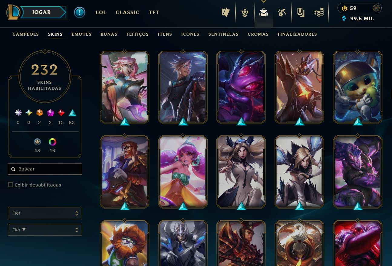 CONTA DE 2017 - 232 SKINS - LVL 374 - TODOS CAMPEÕES - 99K DE EA - 24 CROMAS
