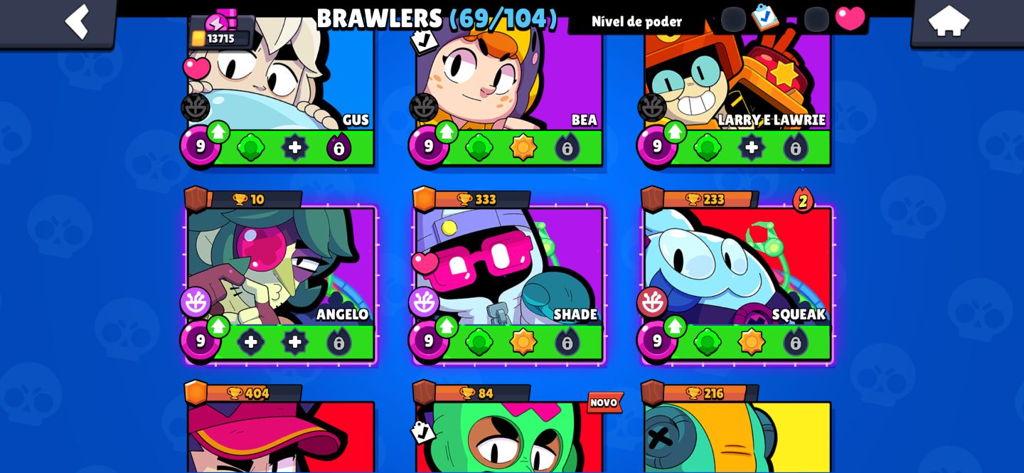Conta de braw star com diversas skins e personagem