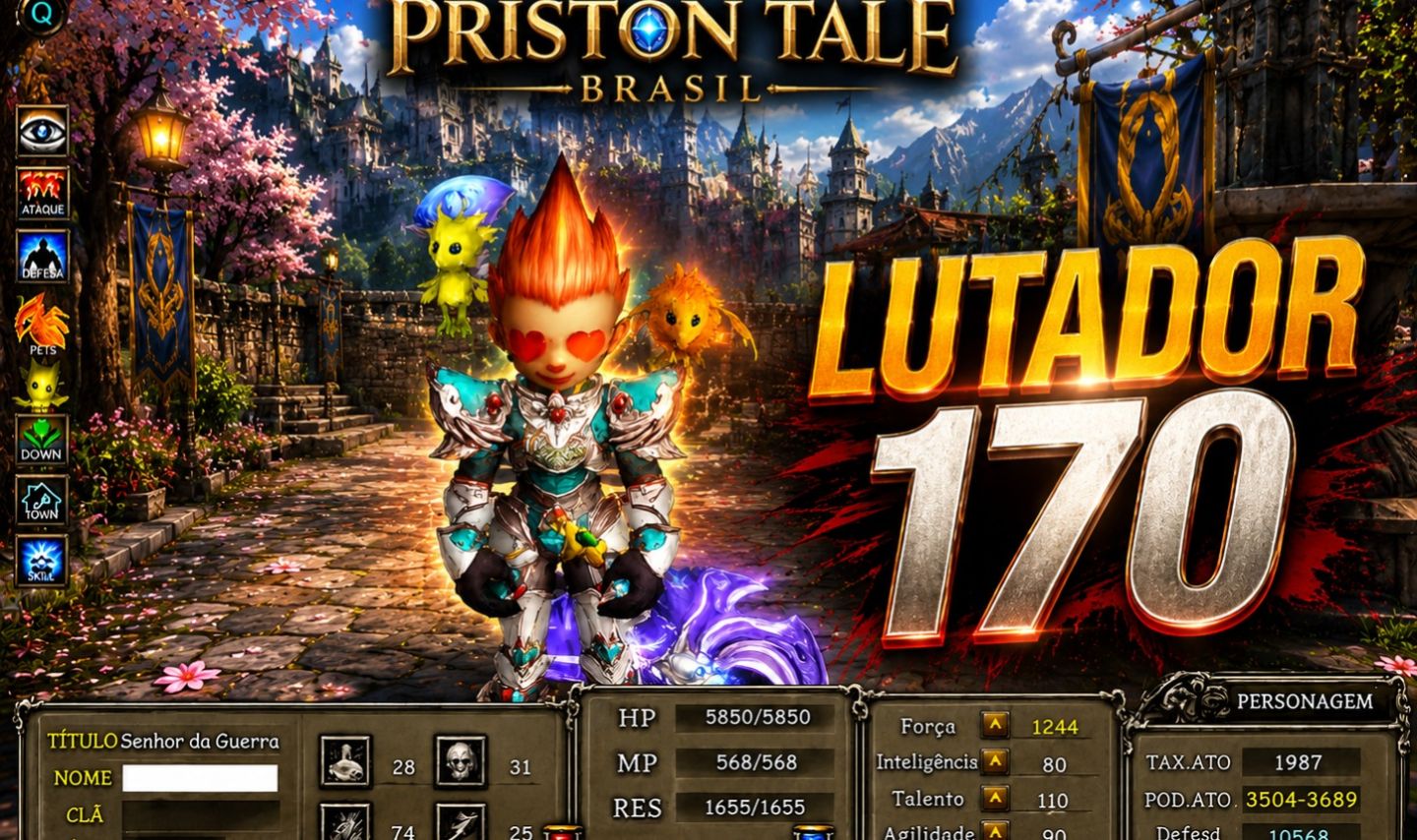 (Pra sair rápido)Lutador Lv 170 - Equipado e Shops - Servidor Awell