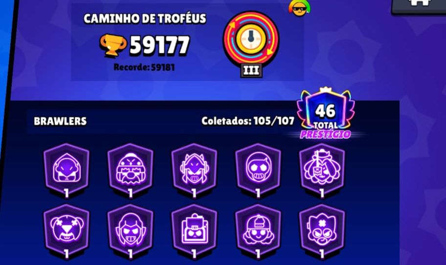 CONTA BRAWLSTARS 59K DE TROFEUS, 105 BRAWLERS + CLASH ROYALE