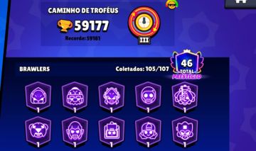 CONTA BRAWLSTARS 59K DE TROFEUS, 105 BRAWLERS + CLASH ROYALE