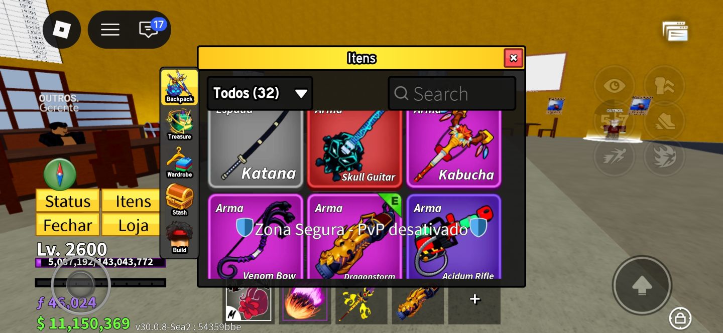 Conta muito boa com skin braba de blox fruit e outros jogos.valor a negociar .