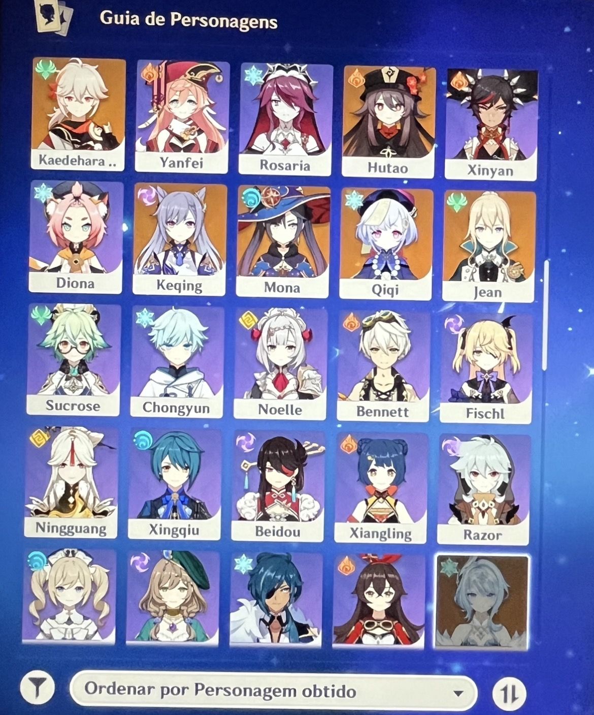 Conta de Genshin Ar60, 22 personagens t5, 11 armas t5.