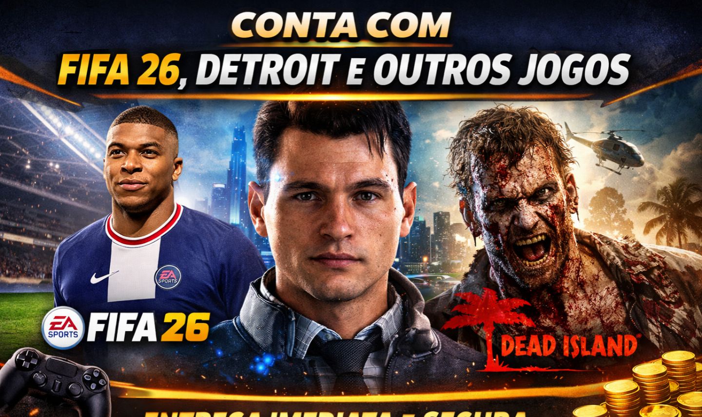 CONTA COM +15 JOGOS (FIFA 26, GTA V, DEAD ISLAND 2 E MAIS) ENTREGA RÁPIDA!!!!