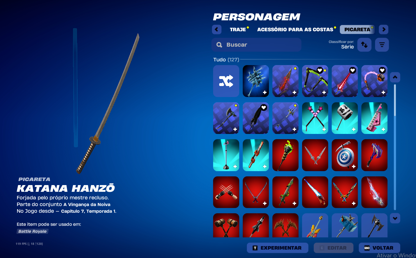 Conta de Fortnite/Epic Games Capitulo 1, Aproximadamente 115 skins