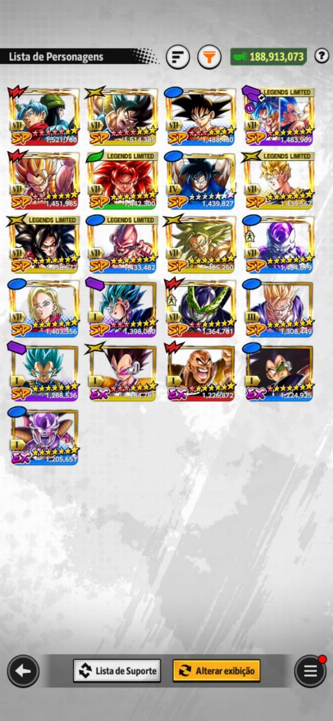 Conta dragon ball legends com 8 ultras