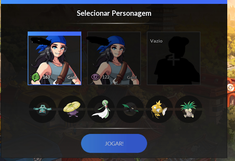 PSairHoje Conta PokeXGames Personagem Naturia 163 e PsyCreft 122(PXG) Mundo:GOLD