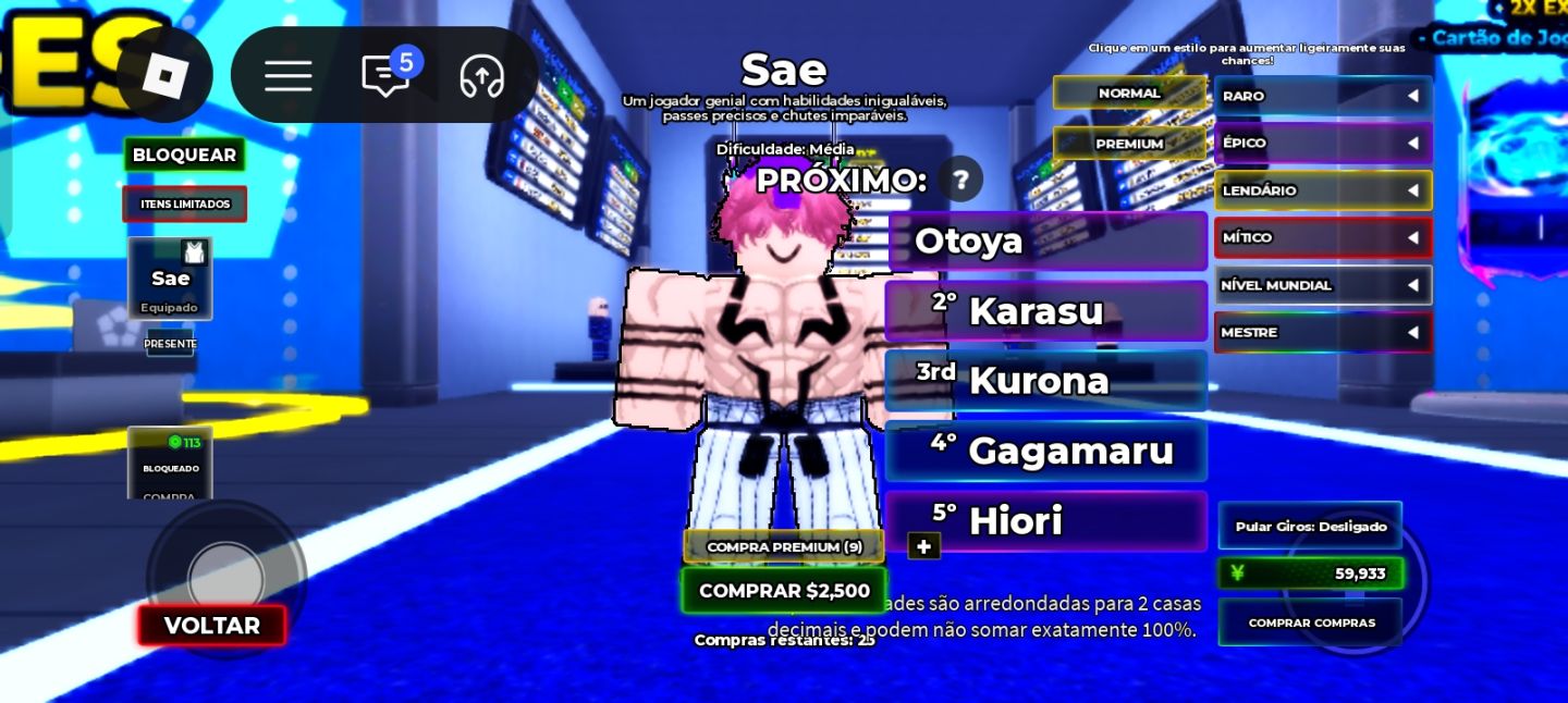 Conta antiga de Roblox gato 10k de robux e bom em BLUE lock