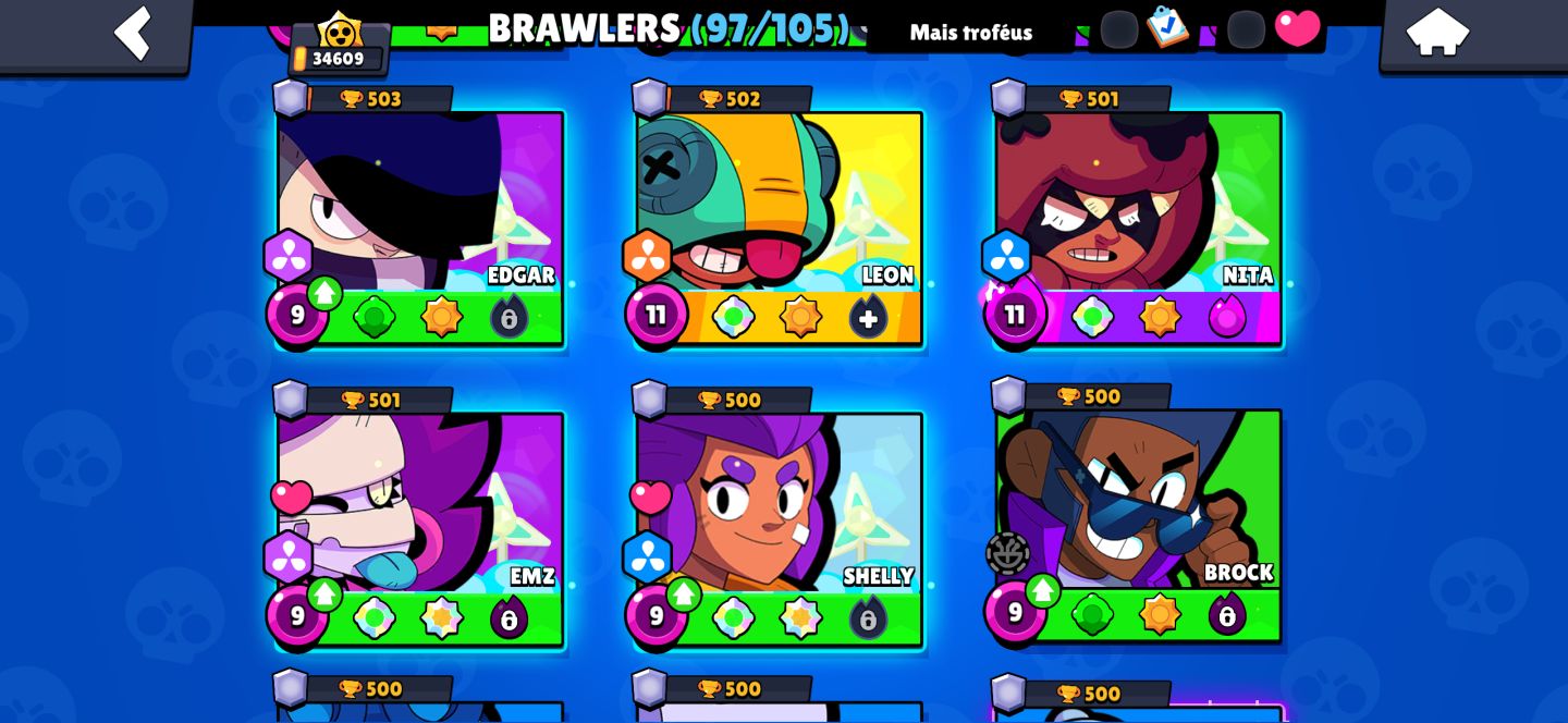 BRAWL STARS | 34K TROFÉUS | 97 BRAWLERS | 231 SKINS | CONTA COMPLETA