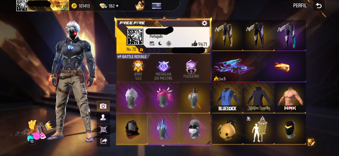 Conta free fire gemada com angelical entrada barba bandeirao punho 650 peitorais