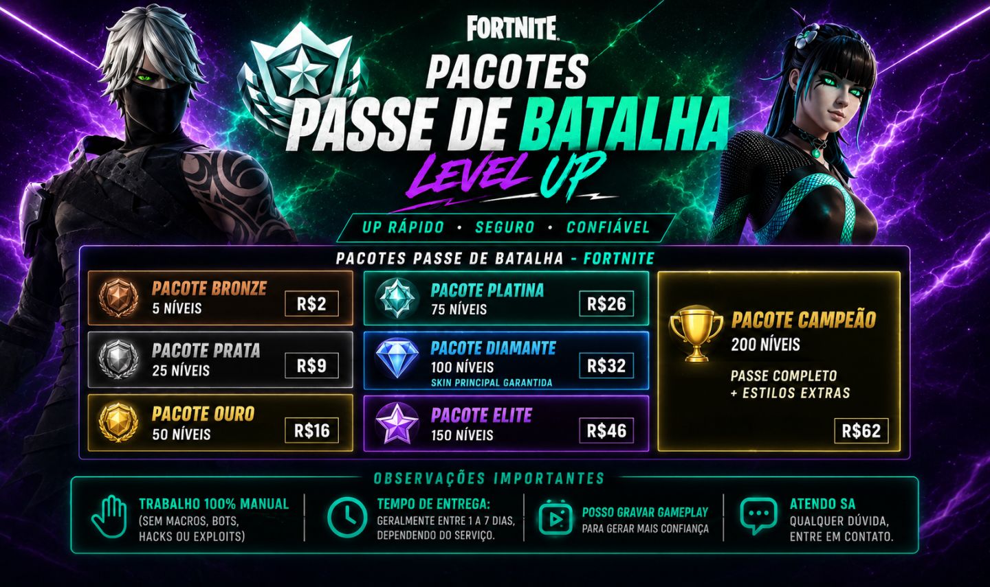 Fortnite - Up Passe de Batalha (ENTREGA RÁPIDA)