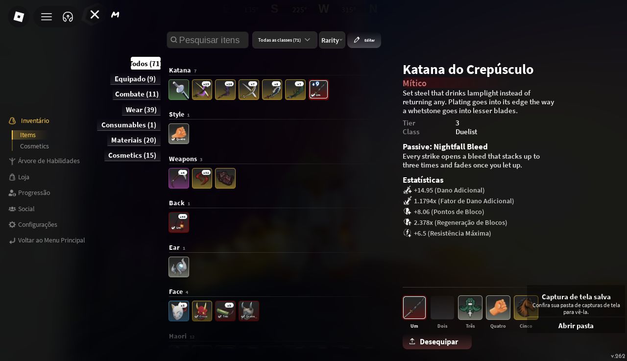 Conta Slayer 2 , Level Maximo , Katana Nightfall T3 +9 Clan Rengoku