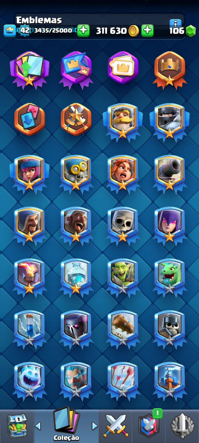 Conta clash Royale lv 42 Arena 21 8.000 troféu