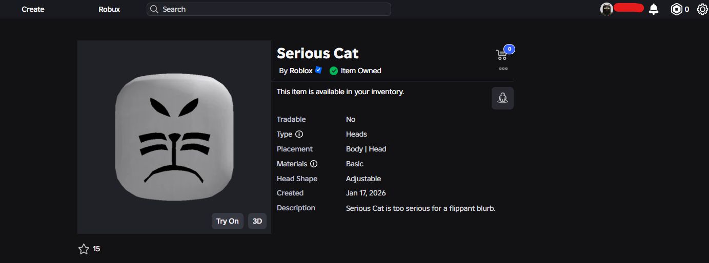 CONTA ROBLOX ANTIGA 2008 COM FACE SERIOUS CAT +5 OFFSALES E 500 RAP [UNVERIFIED]