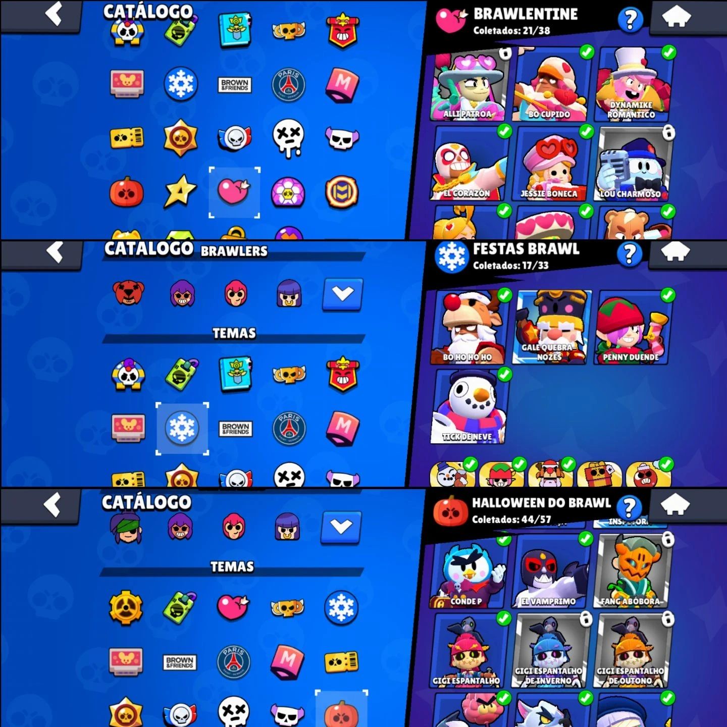 TODOS OS BRAWLERS, 2019, 250 SKINS, 33 FULL