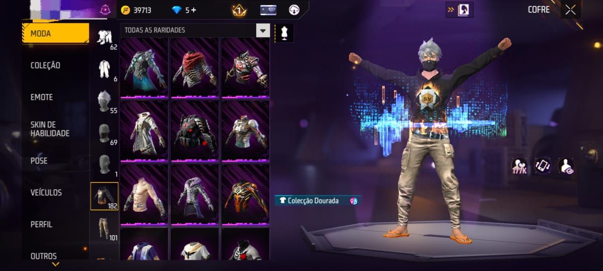 Vende-se conta de Free fire criada em 2018