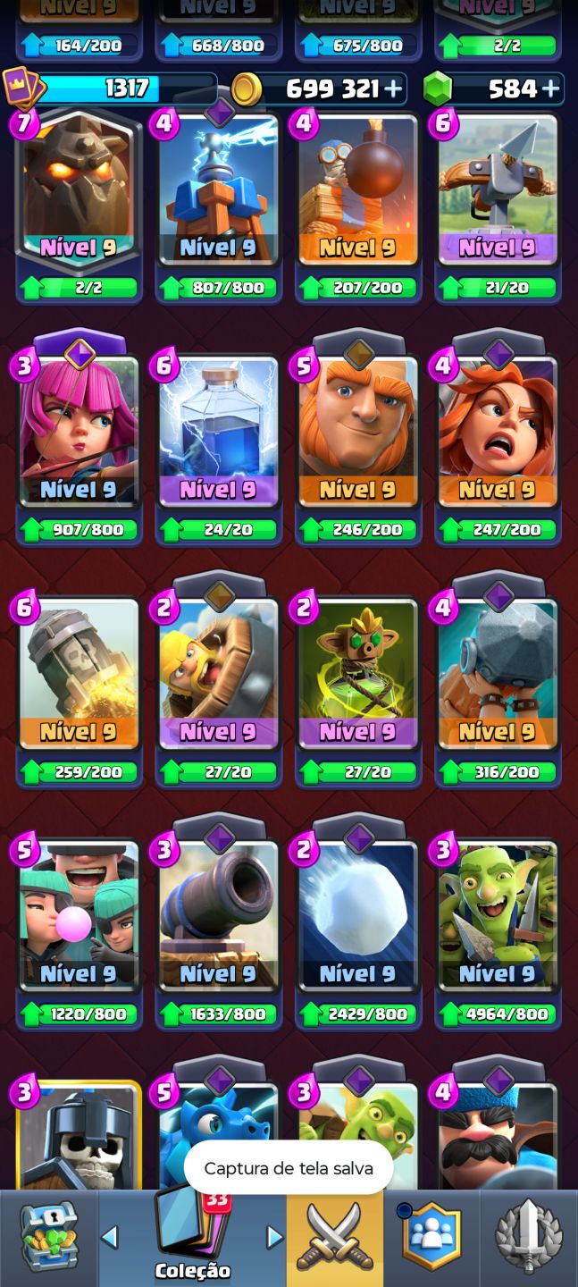 Clash Royale | 10.304 Troféus | 121/122 Cartas| Mega Cavaleiro Nível 16 evo|699k