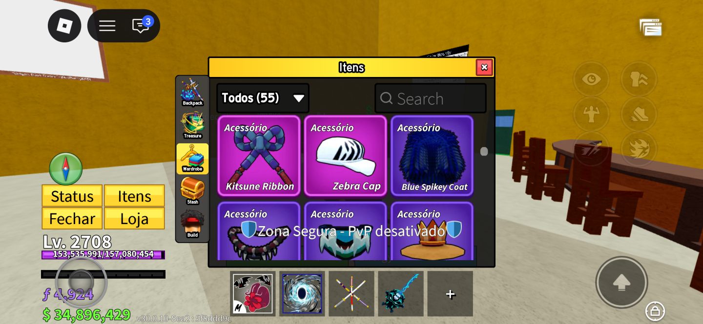 Conta blox fruits End game muita skin fora do jogo com robux pra gastar