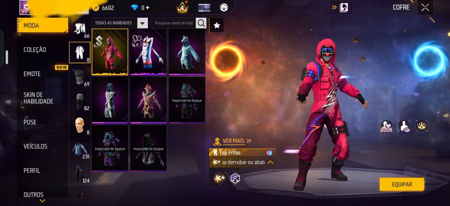 Conta de Free fire rara de 2017 com jaqueta beta e angelical roxa