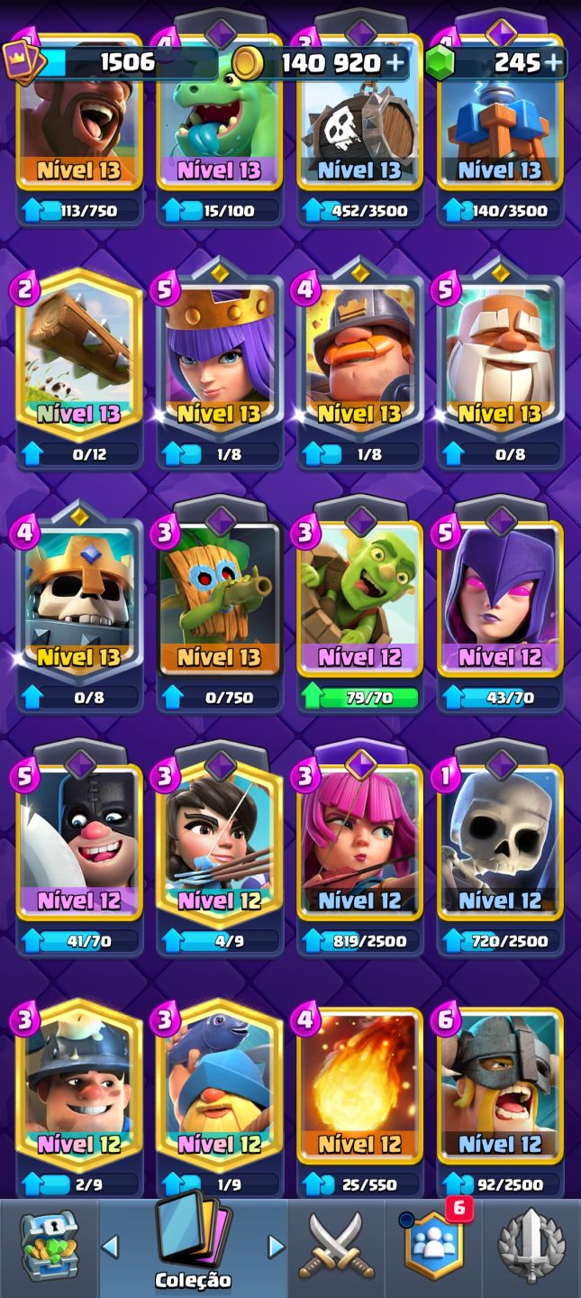 Conta Clash Royale 9320 Troféus/ 121/122 cartas/ Há algumas evolução e 2 heróis