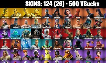 124 Skins - gold midas, gold brutus, carbide, drift, ragnarok, 500 vbucks