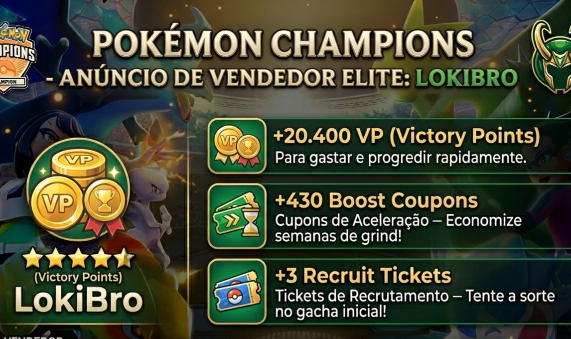 CONTAS POKÉMON CHAMPIONS (STARTER E PRO) - VP + BOOSTS (ANDROID/IOS)