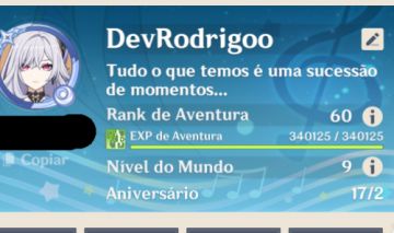 Conta de Genshin Ar60 1 ano de Jogo, muitos t5 com arma assinatura