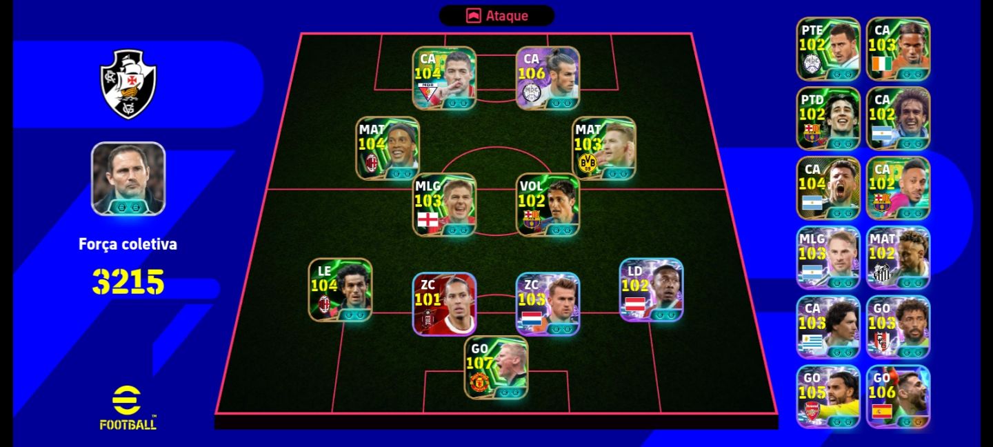 Conta efootbal 3215 com bale 106, ronaldinho 104 e muito mais (Valor negociável)