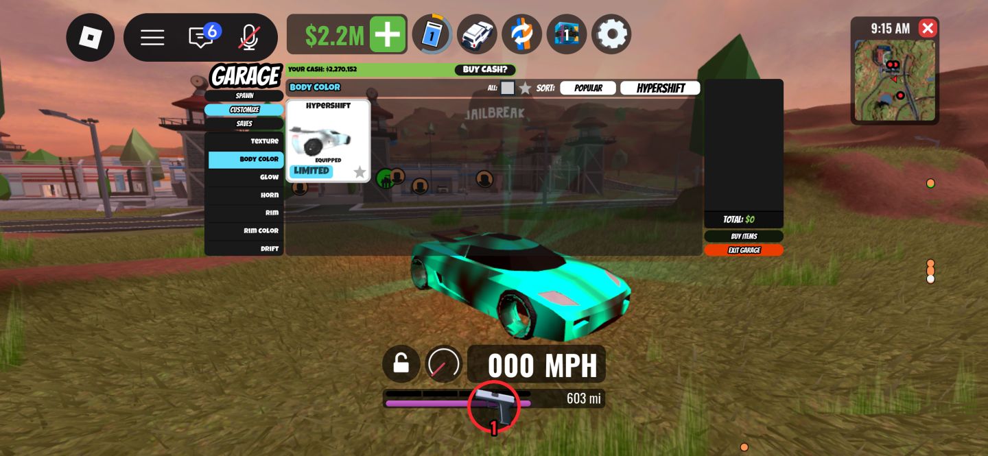 HYPERSHIFT LVL 5 (duplicado 257M de valor) ITEM ROBLOX JAILBREAK 38% de Desconto