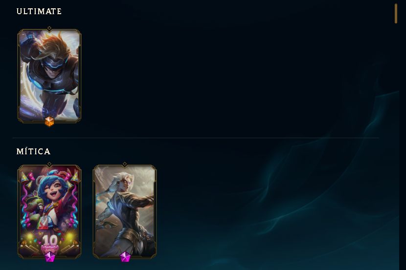 CONTA LOL LVL 353 | 141 SKINS | ULTIMATE + 2 MÍTICAS + 16 LENDÁRIAS | EX OURO