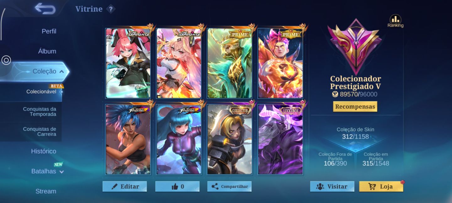 CONTA (MOBILE LEGENDS)133 PERSONAGENS +200K MOEDAS E TODOS OS EMBLEMAS LEVEL MAX