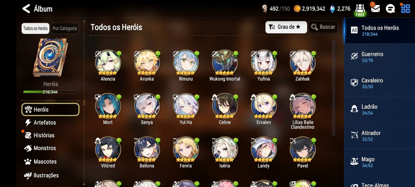 [EPIC SEVEN] CONTA MIDGAME. ALGUNS ML E LIMITADOS.