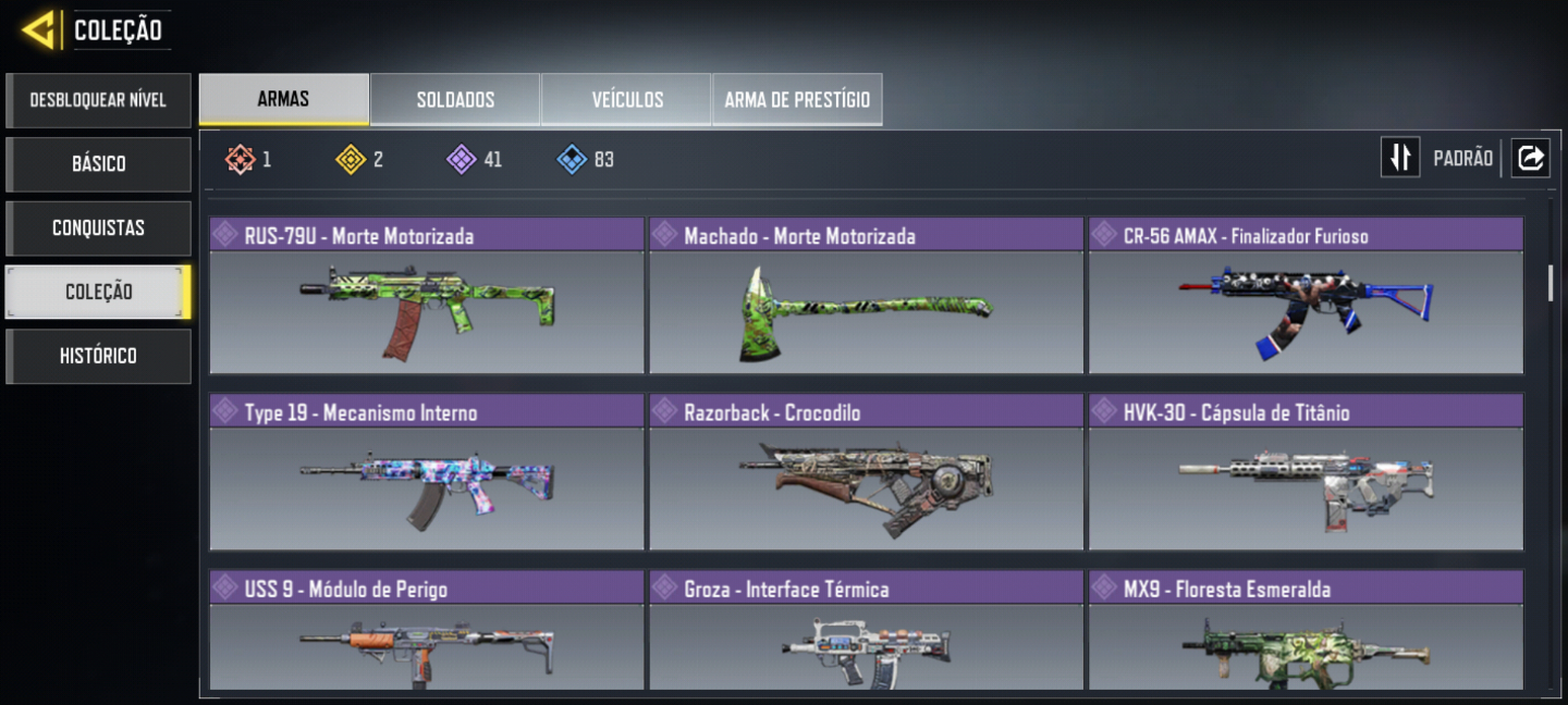 Conta cod mobile com varias skins