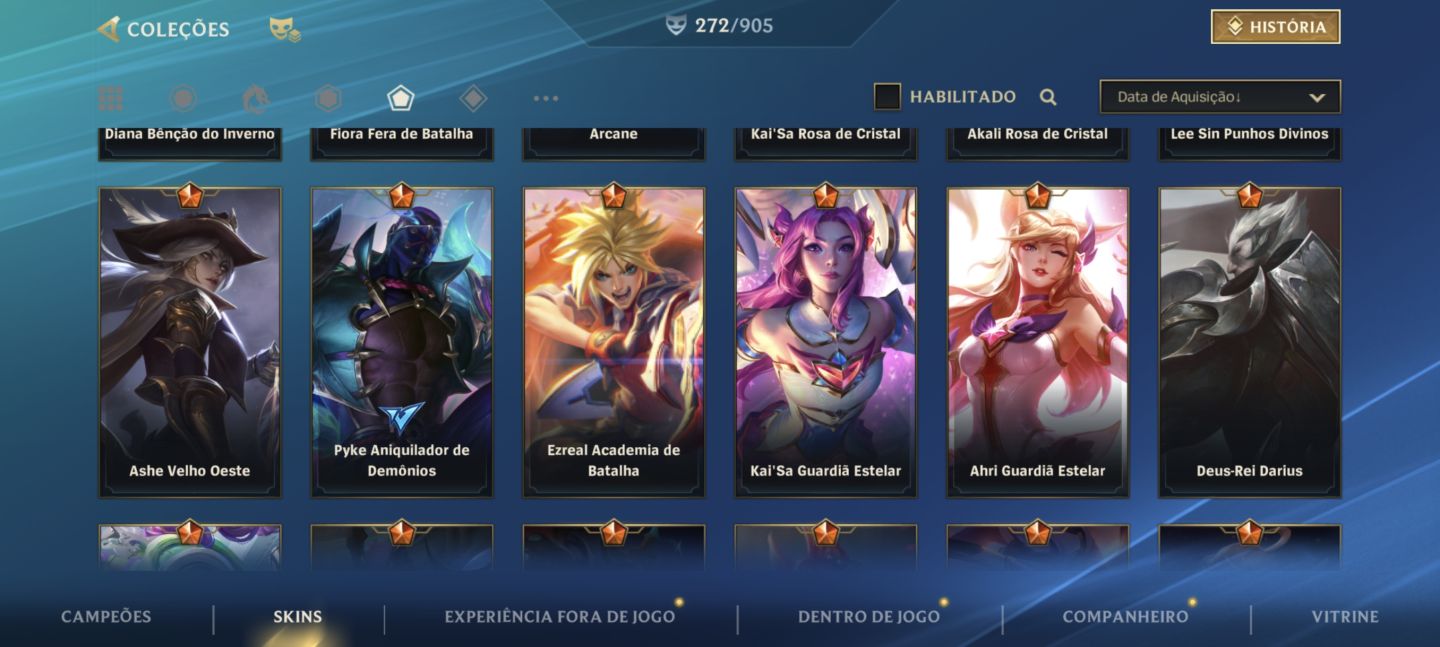Conta de wild rift bem completa