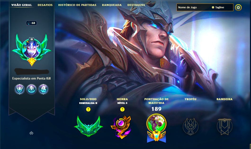 SKIN LENDÁRIA DEUS-REI GAREN + ESMERALDA NA SOLOQ / FLEX / TFT + [ TROCA NICK ]
