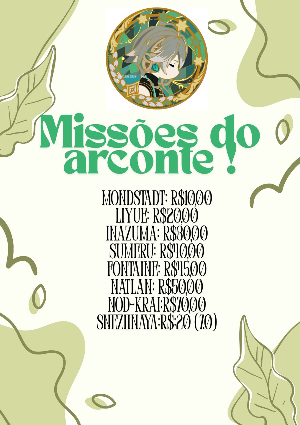 Genshin Impact Serviços Gerais para Conta !