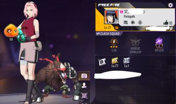 Conta smurf Free Fire com membro estrela, skin da Sakura e mais.
